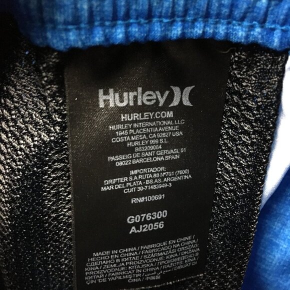 Hurley Men Swim Trunks Shorts size Large Blue Gray Elastic Waist - Lot of 2 Pair - Picture 13 of 16
